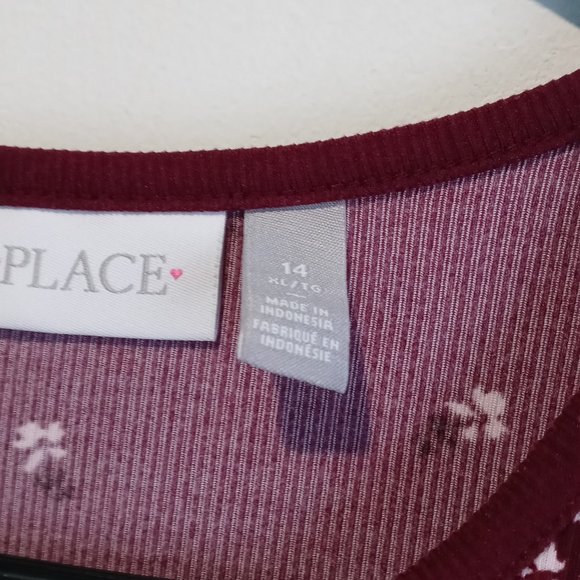 Children Place Girls Ribbed Floral Tie Front Long Sleeve Top Size 14 - Picture 6 of 6